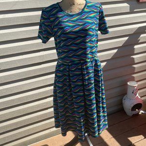 LuLaRoe Amelia Dress (Rainbow colored) (2XL)